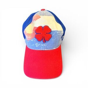 Colorful Cap with Red Clover Patch